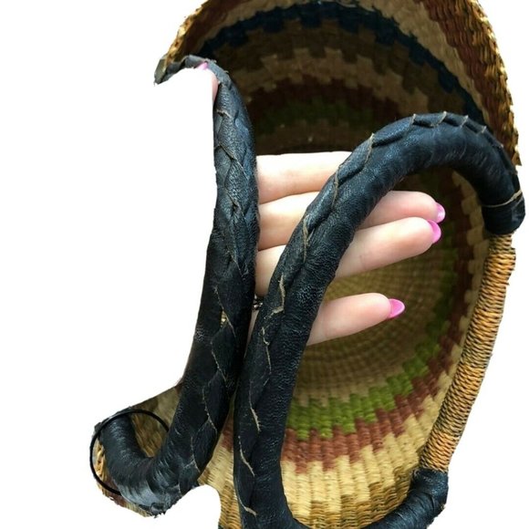 African Market Basket Small Wing Shopper Handmade - Picture 9 of 12